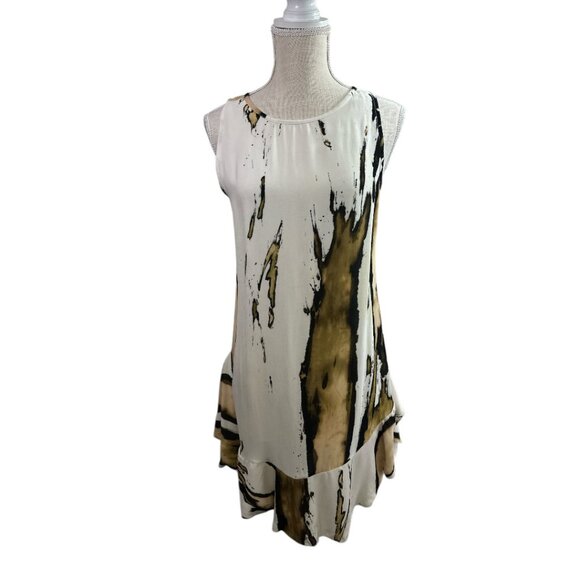 TRYB Dress Sleeveless Ruffle Hem Mesh Sides Women's sz 2 Boho - Picture 2 of 16